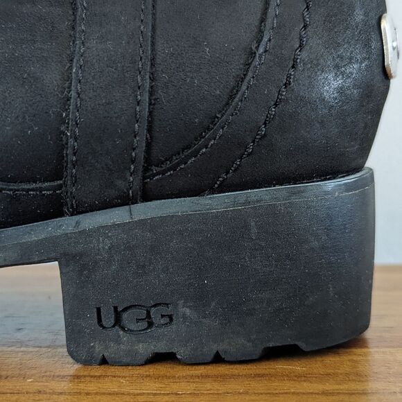 Ugg Fur Lined Outdoors Cozy Cabin Whimsigoth Dark Academia Leather Boots 10 - Picture 9 of 13